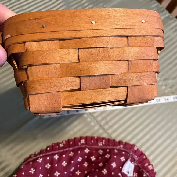 Longaberger Woven Basket with Burgundy Fabric Liner - Picture 10 of 12